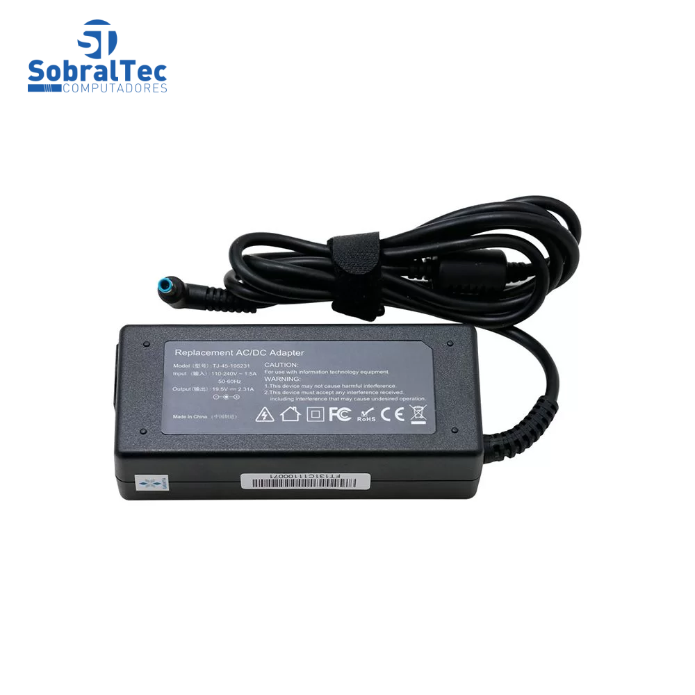 Fonte Notebook Compatível Com  Dell XPS 19.5V 2.31A 45W Plug 4.5 x 3.0Mm