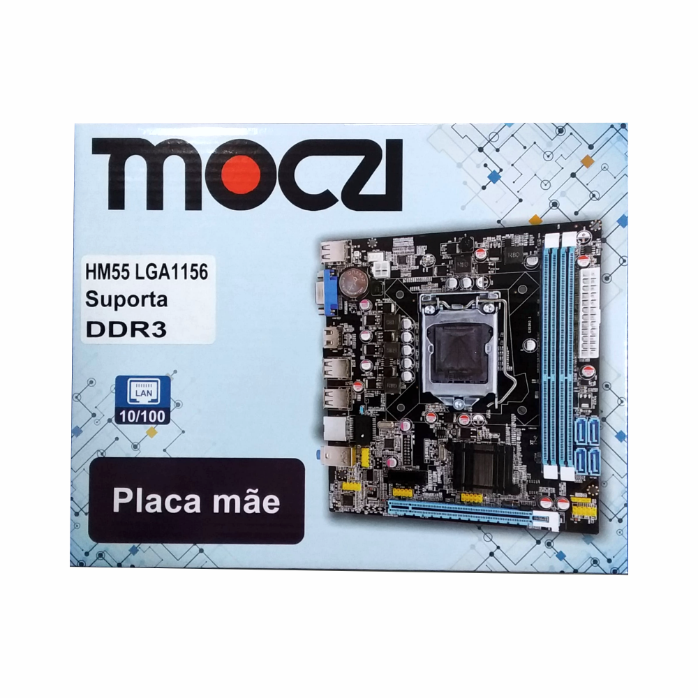 Placa Mãe Moczi HM55 Micro Atx Socket 1156 DDR3 Lan 10/100 AMI bios TG-HM55G336