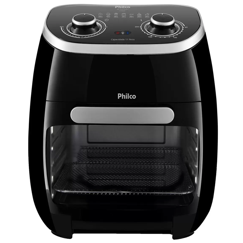 Fritadeira Elétrica sem Óleo/Air Fryer Philco - 2 em 1 Air Fry e Forno Oven PFR2000P Preto 11L