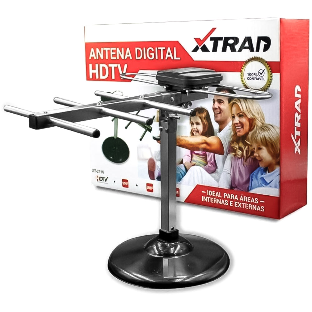 Antena Digital Xtrad  HDTV Interna E Externa -  8-10 Db Cabo 5 Metros Xt-2116