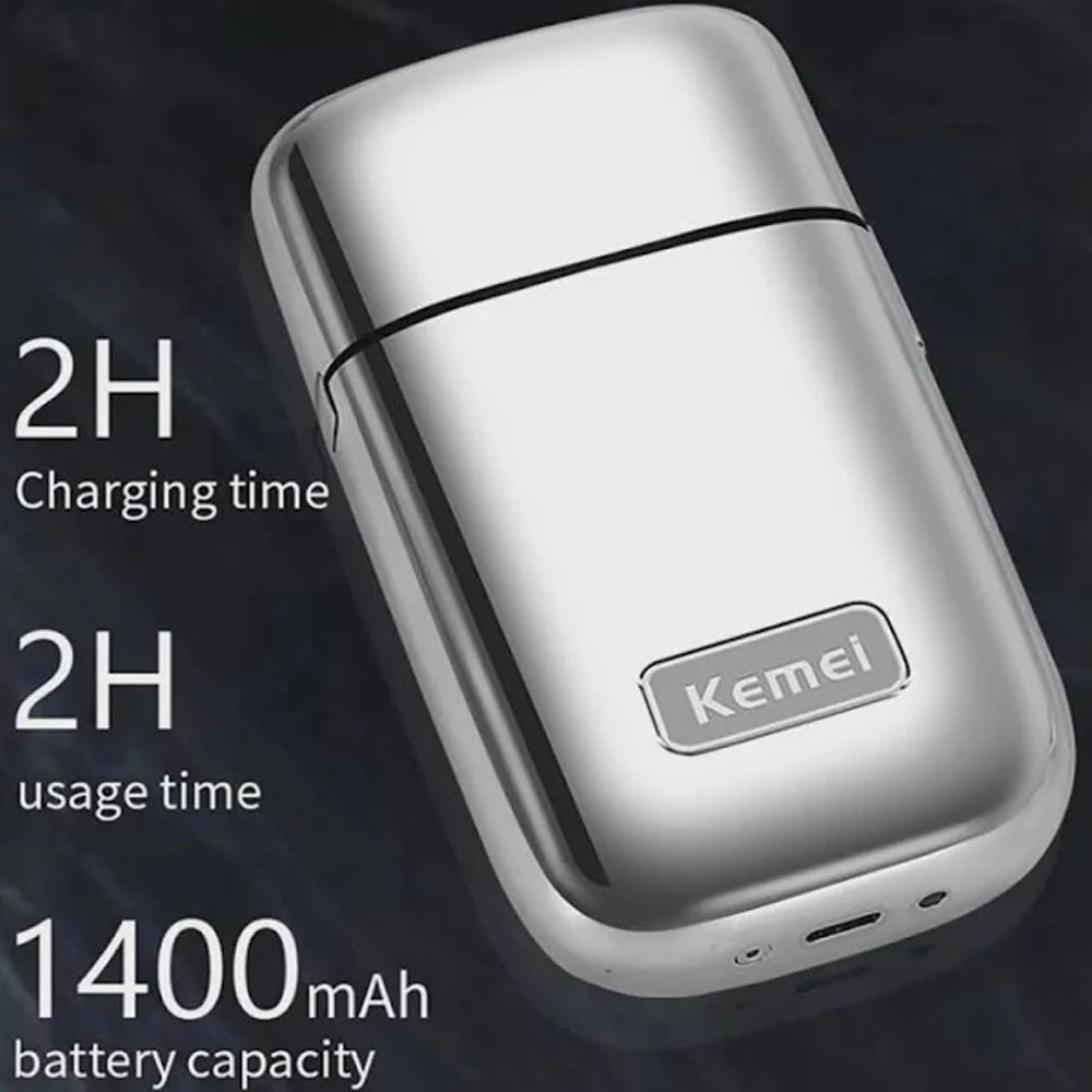 Barbeador Elétrico Masculino Á Prova D'água Remoção de Pelos Kemei 1400 mAh Com Duas Lâminas - KM-TX1 - Cinza