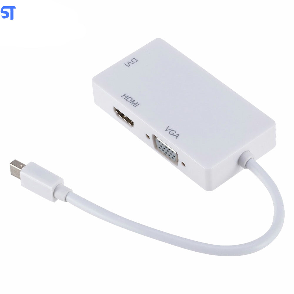 Conversor Mini Displayport DP Macho 1x3 Para Hdmi Dvi Vga Femea