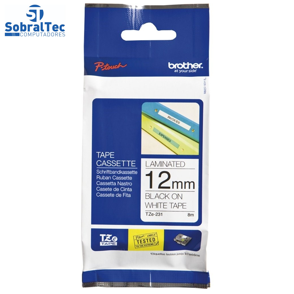 Fita para Rotulador Brother 12MM TZE231EU  Branca Com Escrita Preta