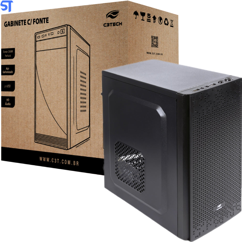 Gabinete Micro ATX MT-29BK com Fonte 200W C3Tech