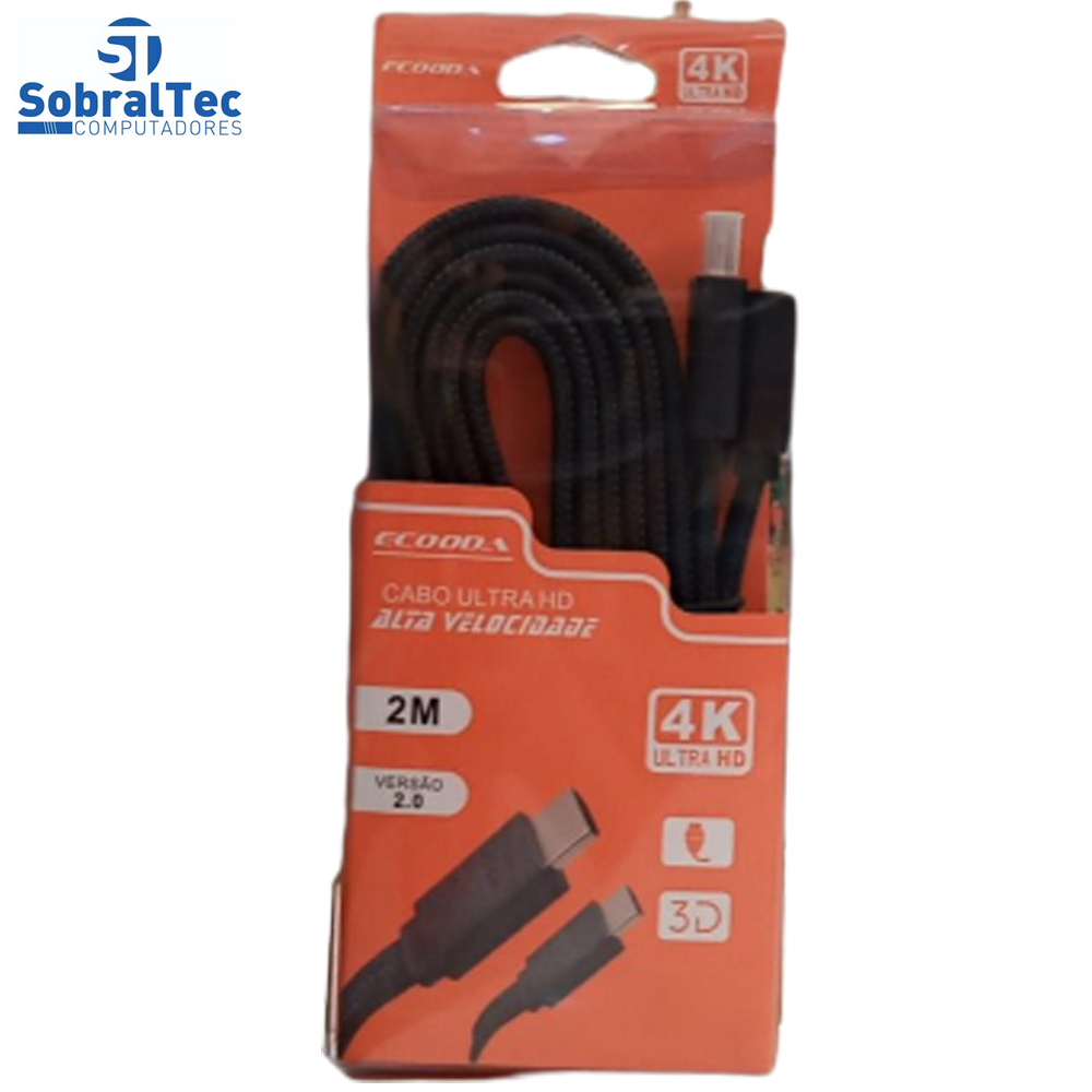 Cabo Hdmi Alta Velocidade 2 Metros Ecooda 4K  Ex2439