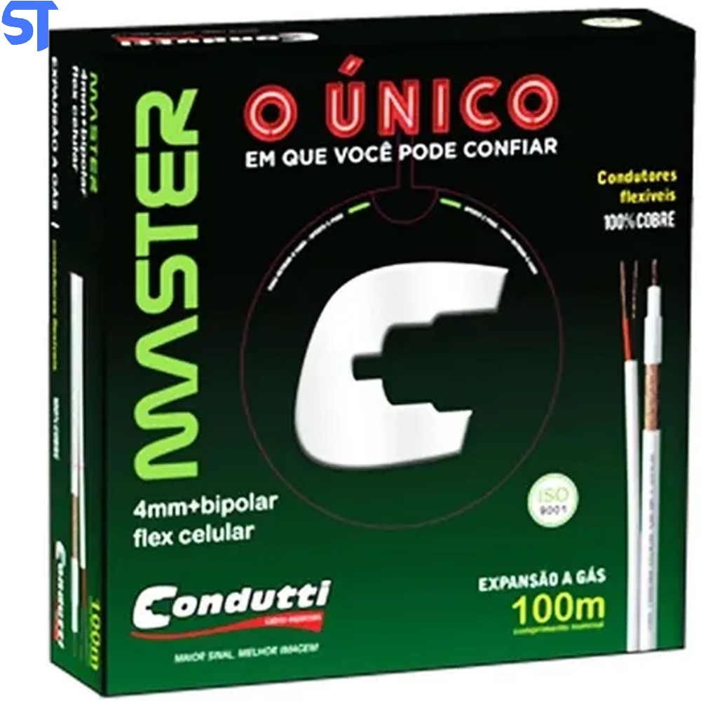 Metro de Cabo Coaxial Para Cftv 4mm+ Bipolar Condutti Master