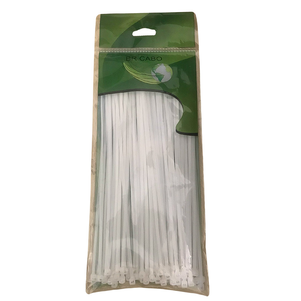 Abraçadeira Nylon 20CM Branca 2.5MM Pacote Com 100Unidades BrCabo