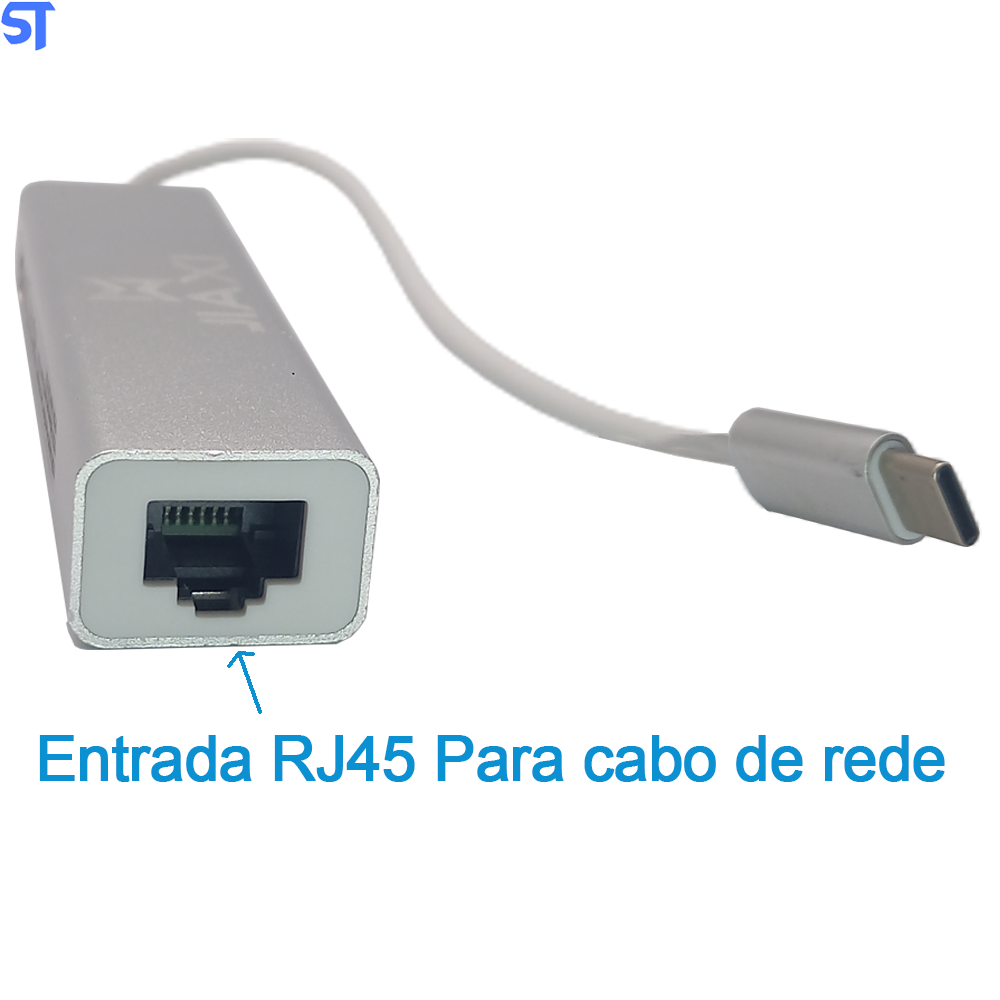 HUB Usb Tipo C 3.0 Multifuncional 3 Portas USB e 1 RJ45 de 10Mbps/ 100mbps Jiaxl- 56006