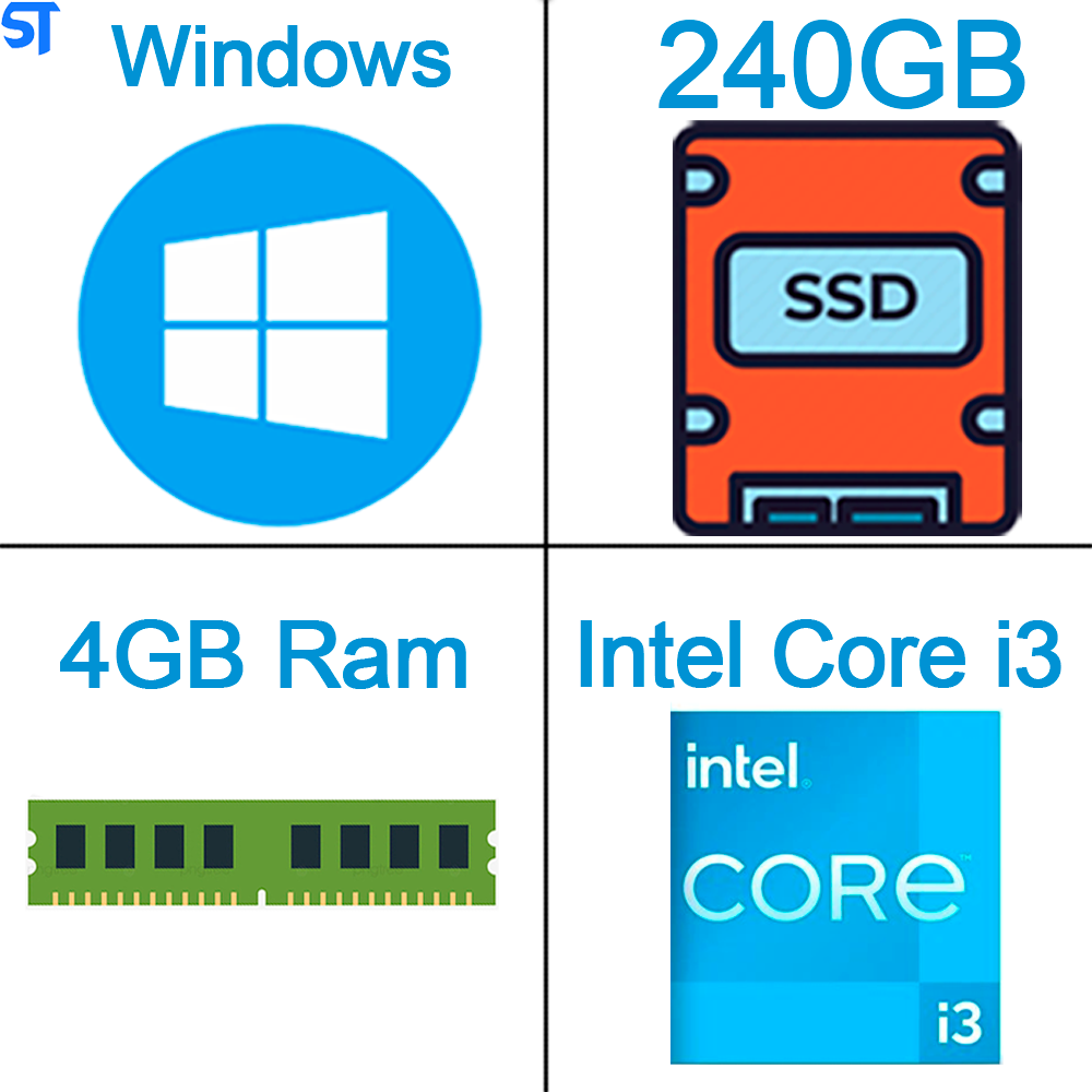Micro Computador Core i3 - HD SSD 240GB- Memória Ram 4GB- Placa Pci Express Serial 2 Portas Db9 Kp-T89