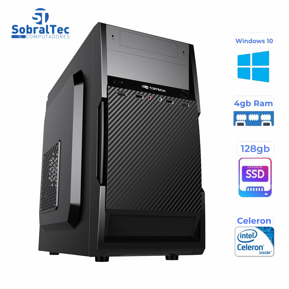 Computador Intel Celeron Dual Core G1610 2.60Ghz HDSSD 128GB Memoria Ram Desktop 4Gb Ddr3 1333Mhz