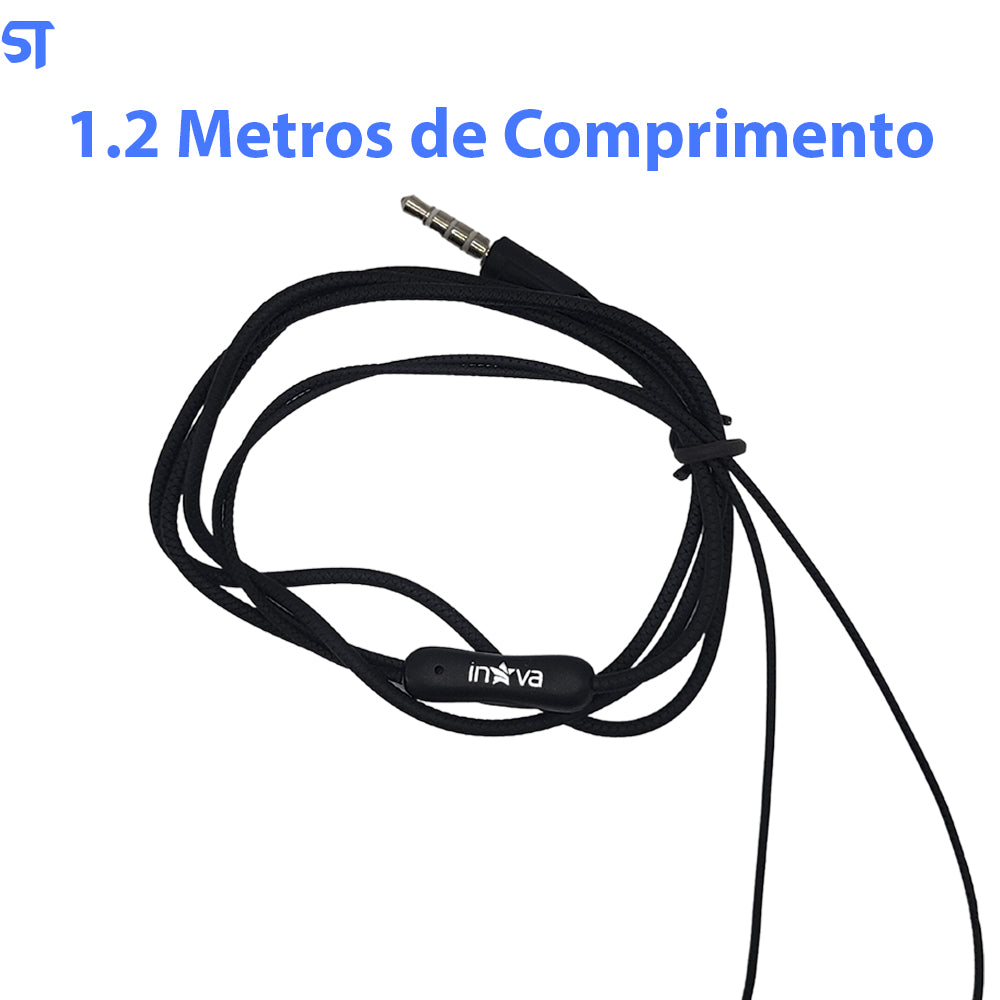 Fone de Ouvido Estéreo 1.2M com Microfone - Inova