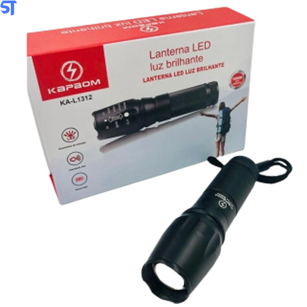 Lanterna Tática Led Luz Brilhante 1000 Metros de Distância Kapbom - KA-L1312