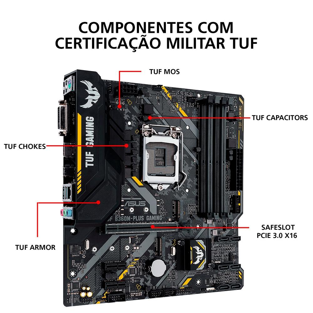 Placa Mãe Asus TUF B360M-Plus Gaming/BR, Intel LGA 1151, mATX, DDR4