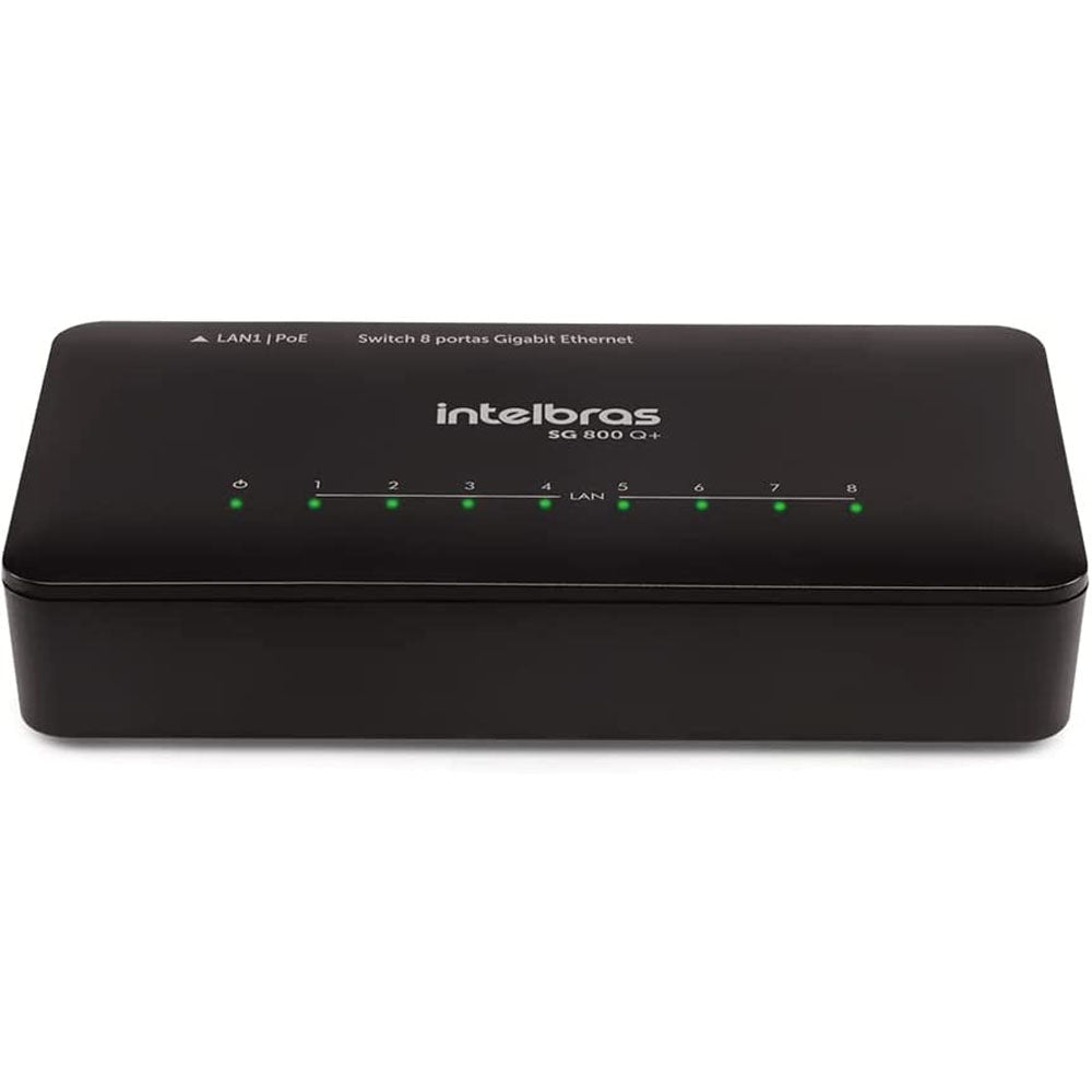 Switch Intelbras 8 Portas Gigabit Ethernet 10/100/1000 Com QoS Sg 800 Q+