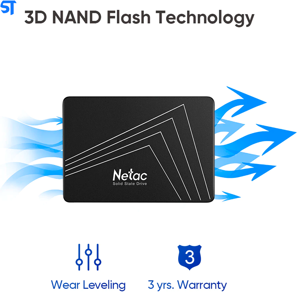 HD SSD Netac 512GB 2.5`SataIII 560Mbps de Leitura 520Mbps de Gravação - 3D Nand