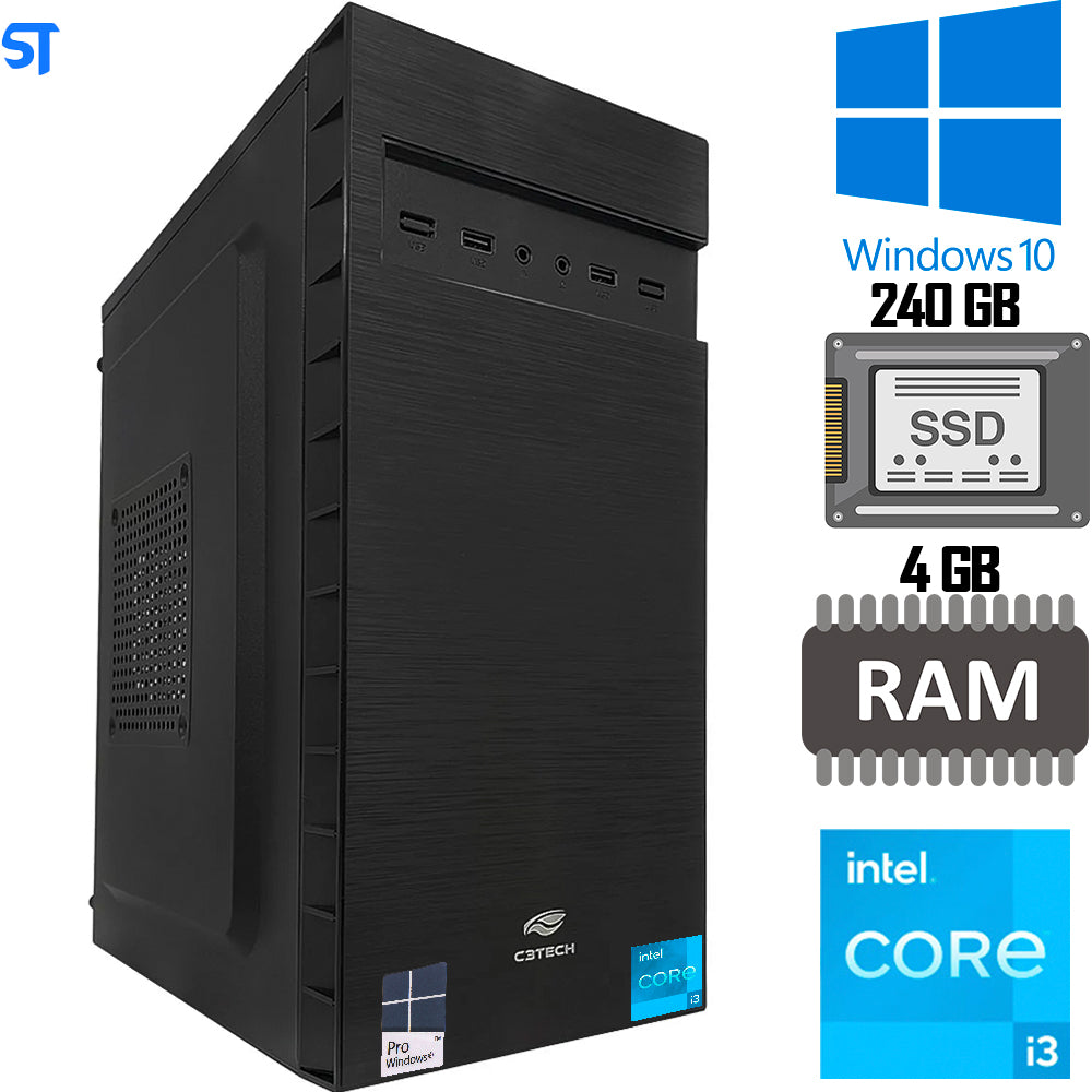 Computador Core i3-2100-HD SSD 240GB -Memória Ram 4GB- Com Monitor 15 HDMI- Teclado, Mouse e MousePad Brind