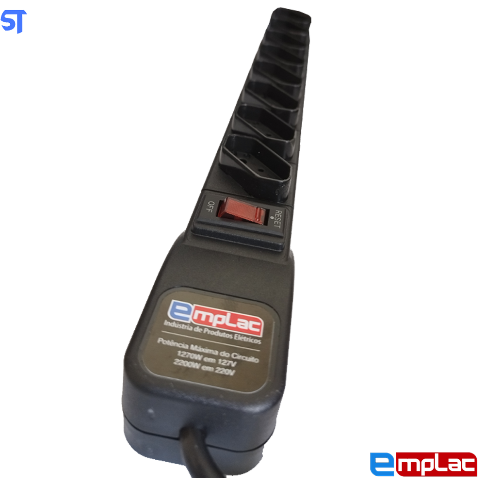 Protetor Eletrico Rearme Premium 8 Tomadas Com Cabo de 3 Metros -Emplac