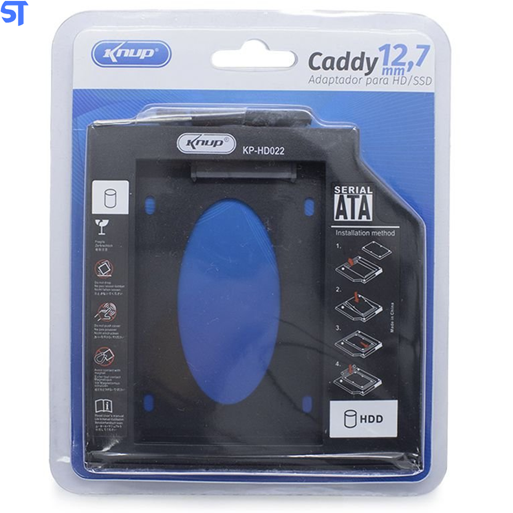 Gaveta Caddy Adaptador Para Segundo HD De Notebook Ou SSD 12.7mm Knup KP-HD022