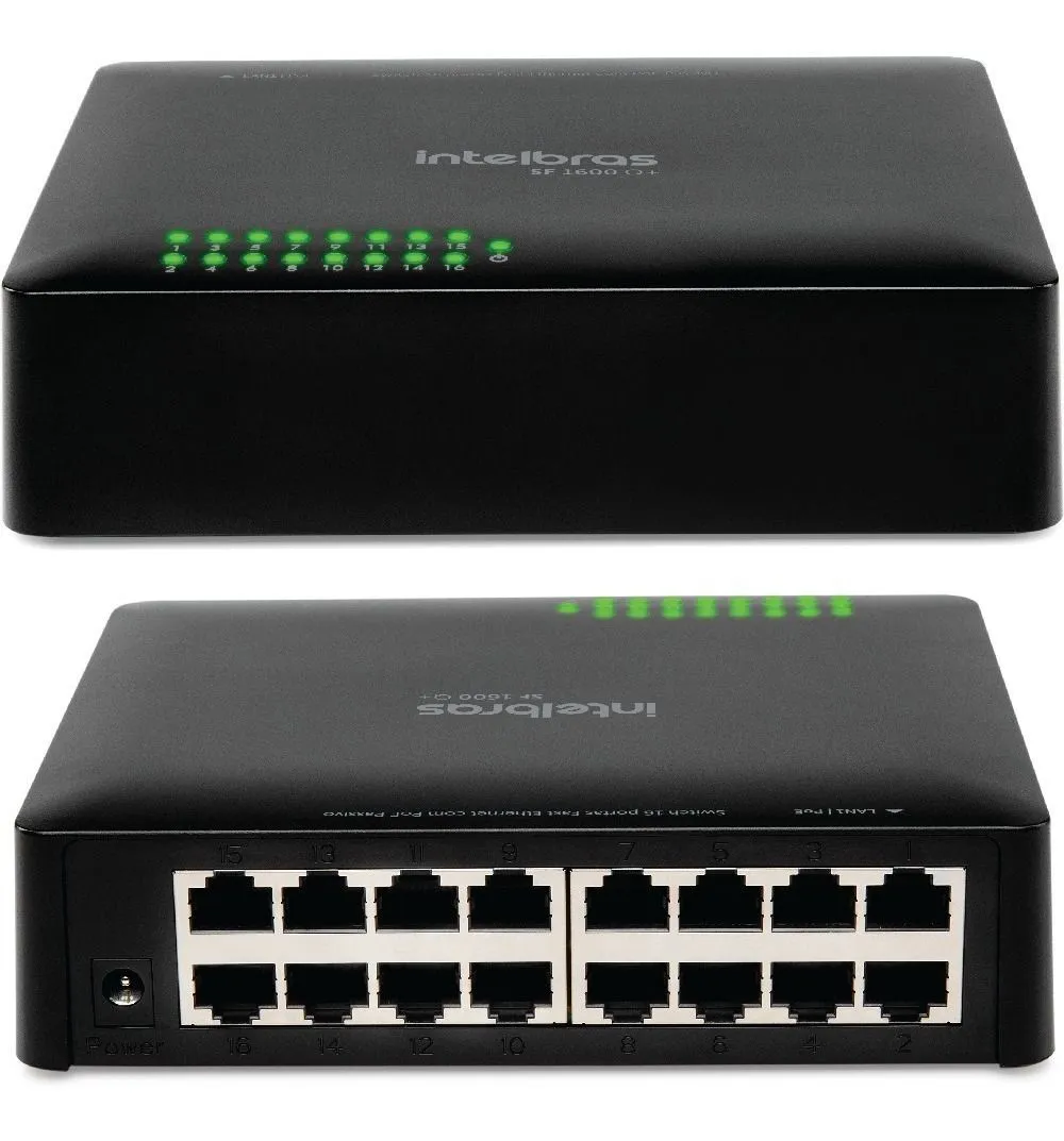 Switch 16 portas Fast Ethernet SF 1600 Q+ Poe Passivo Intelbras