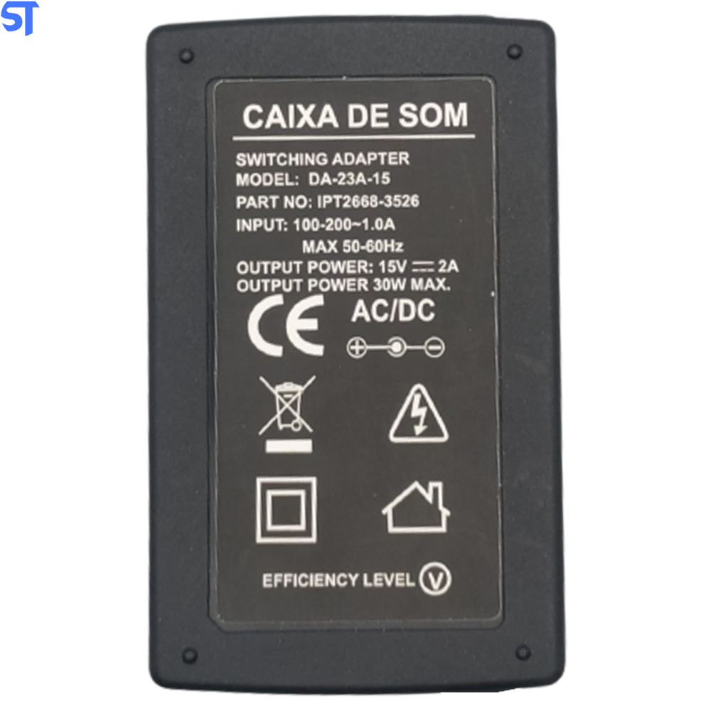 Fonte de Alimentação 15V- 2A Para Caixa de Som - Switching Adapter