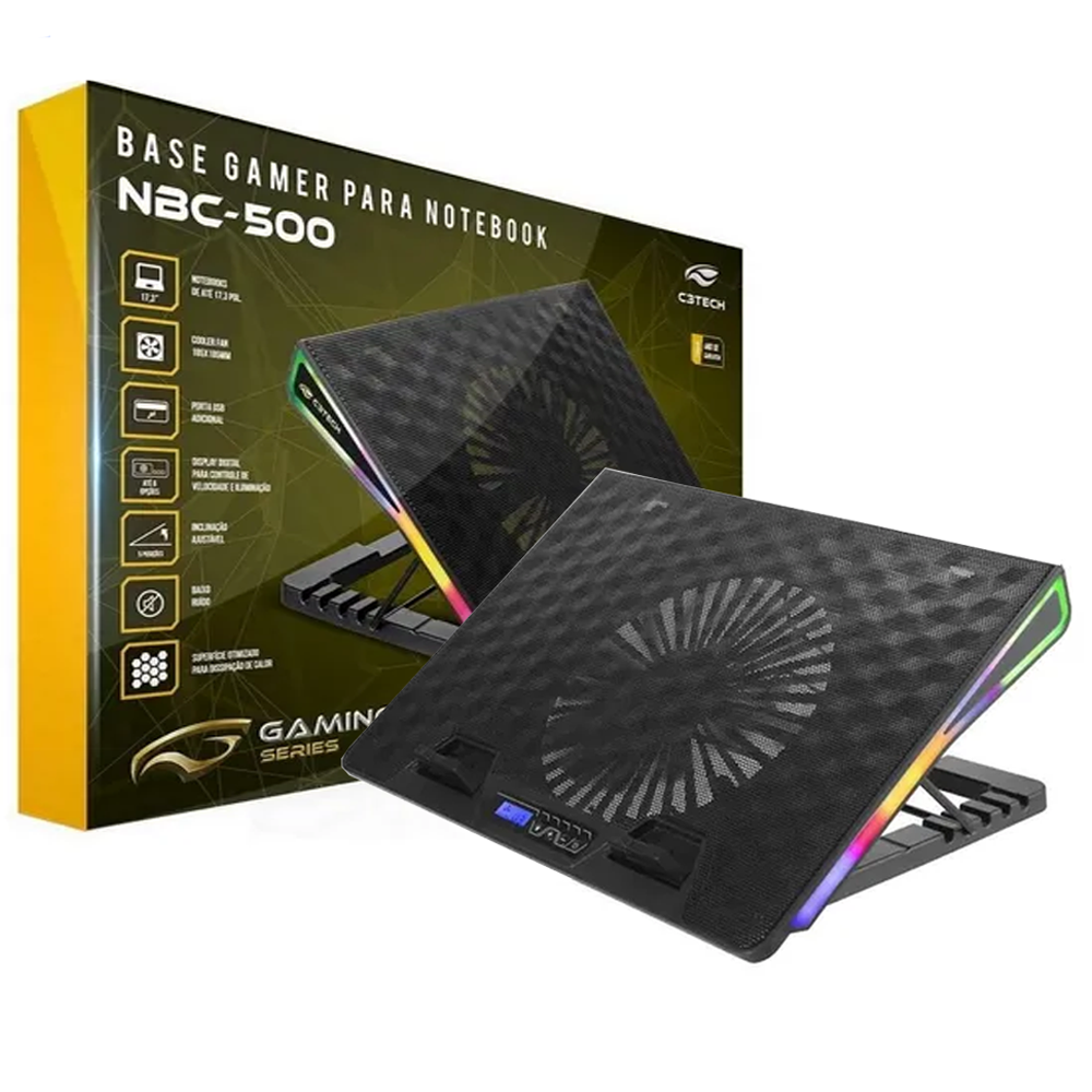 Base para Notebook C3Tech com Cooler 185mm, 17.3´, com USB - NBC-500BK