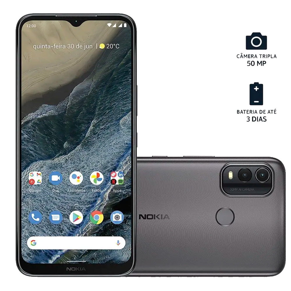 Smartphone Nokia G11 Plus 4G, 128GB, 3GB RAM, Tela 6,5", Câmera 50MP, Cinza, NK095 NOKIA