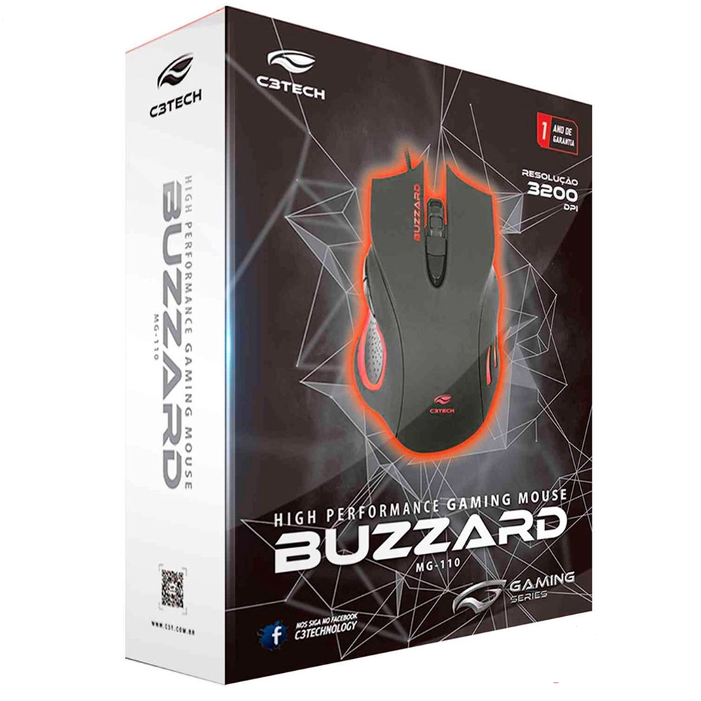 Mouse Gamer Usb Buzzard Preto Mg-110bk - C3tech