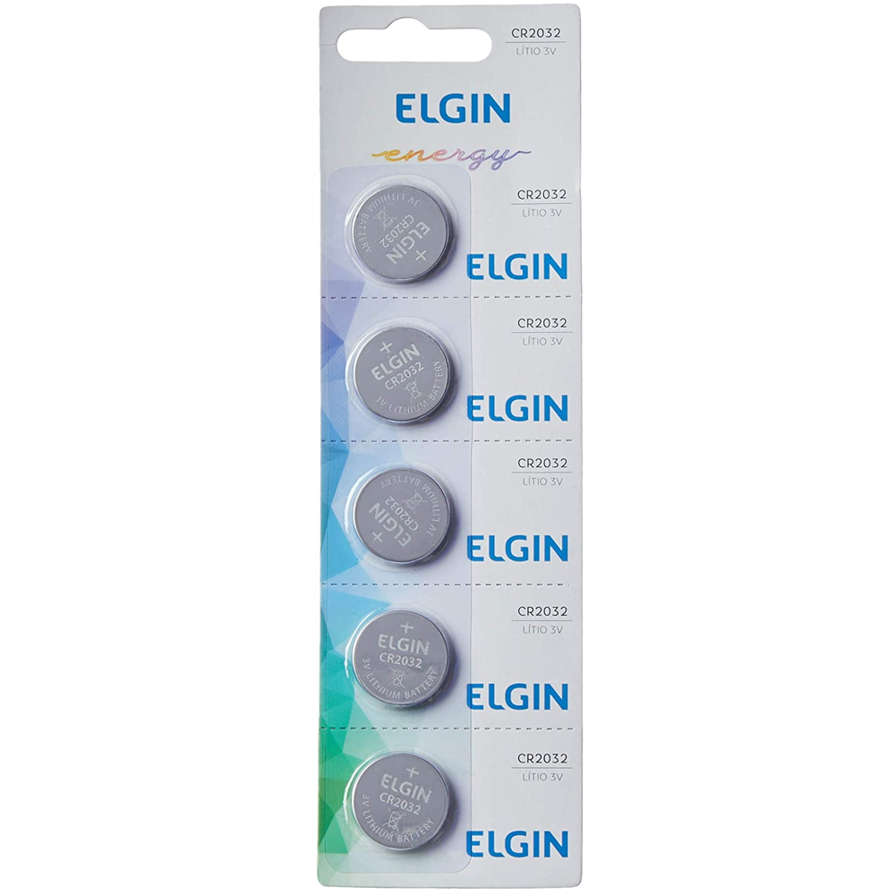 Bateria Alcalina CR2032 3V ELGIN Cartela com 5 unidades