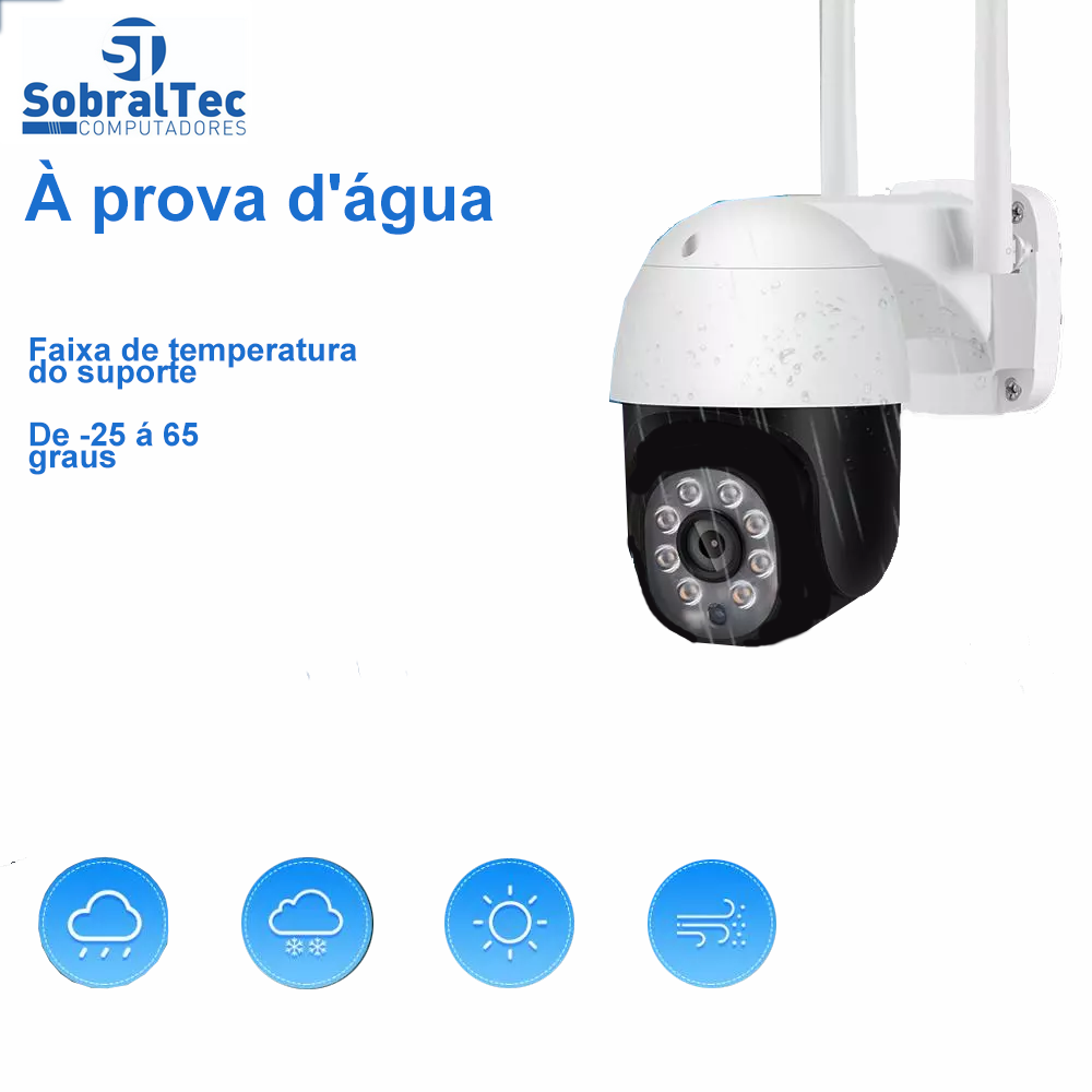 Câmera De Segurança IP Wi-Fi Externa Visão Noturna Detectora De Áudio Com Cartão Sd 64Gb A9B-EU