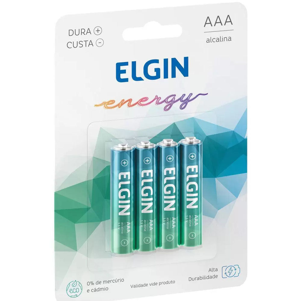 Pilha Alcalina AAA 1,5V -Blister Com 4 Unidades Elgin ELE000000082155
