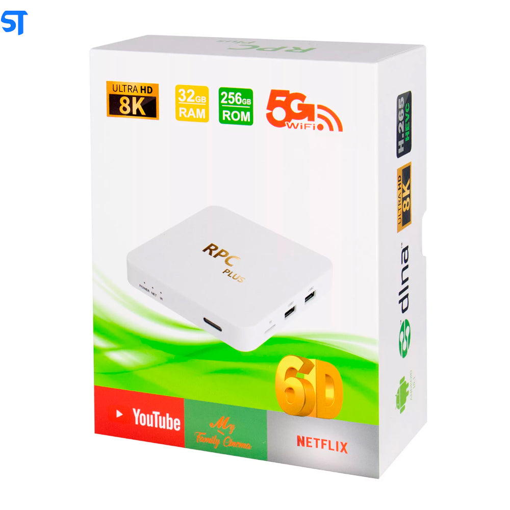 Receptor TV Box RPC Plus 8K 32GB RAM / 256GB / Android - Branco