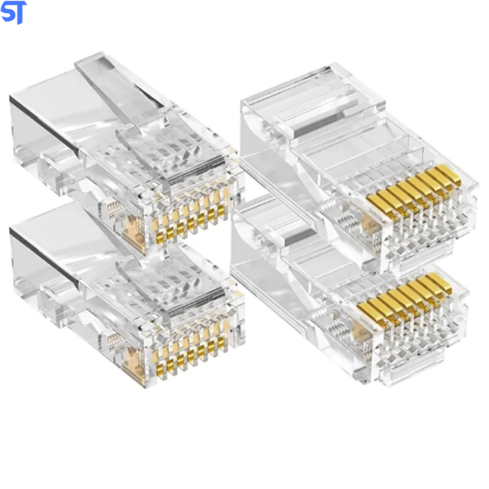 Conector Rj45 Cristal Blindado 8p8c Cat6e Exbom C6m100 Sup Gigabit Ethernet 30m Banhado de Ouro