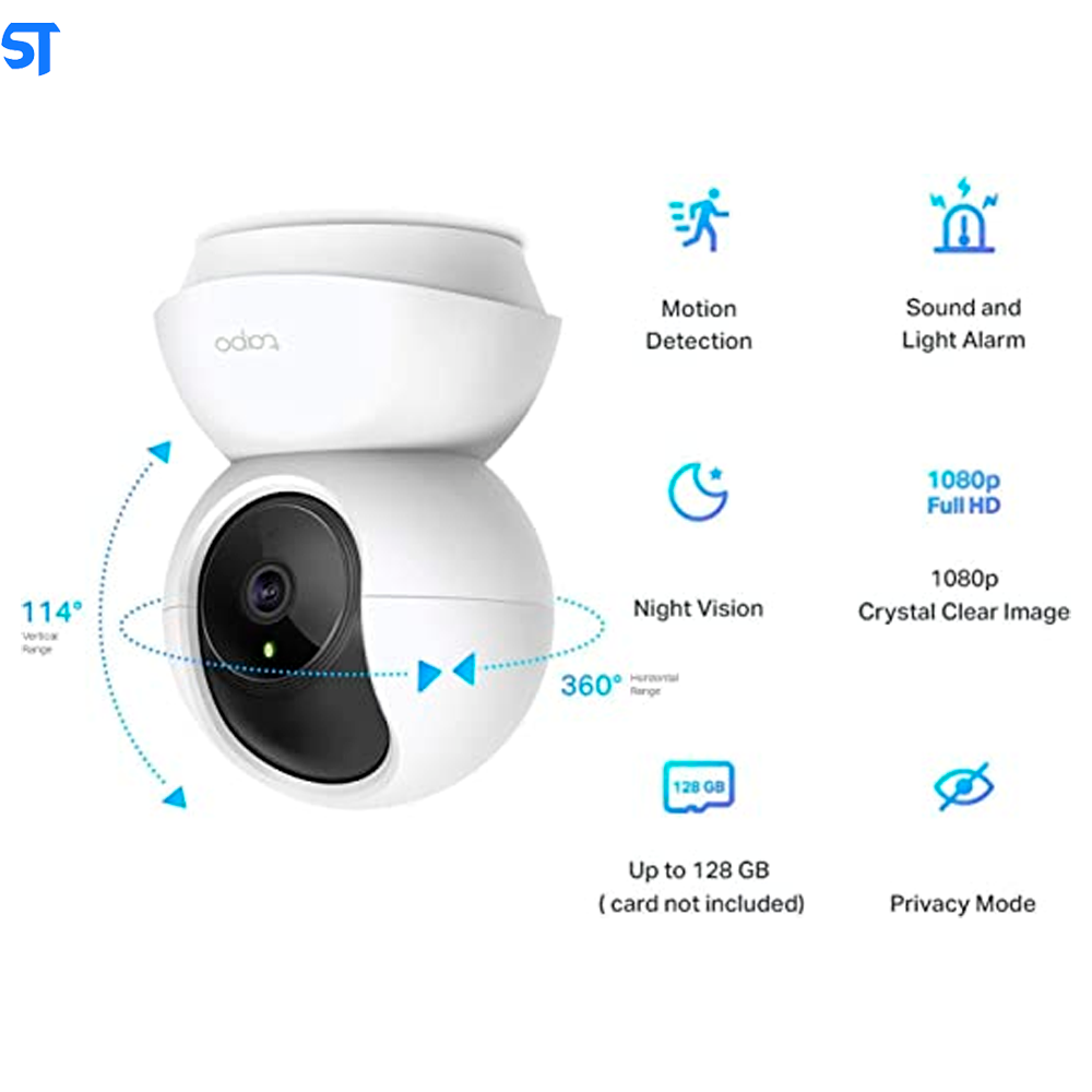 Câmera de Segurança Wi-Fi 360º TP-Link Full HD, Tapo C200, Compatível com Alexa