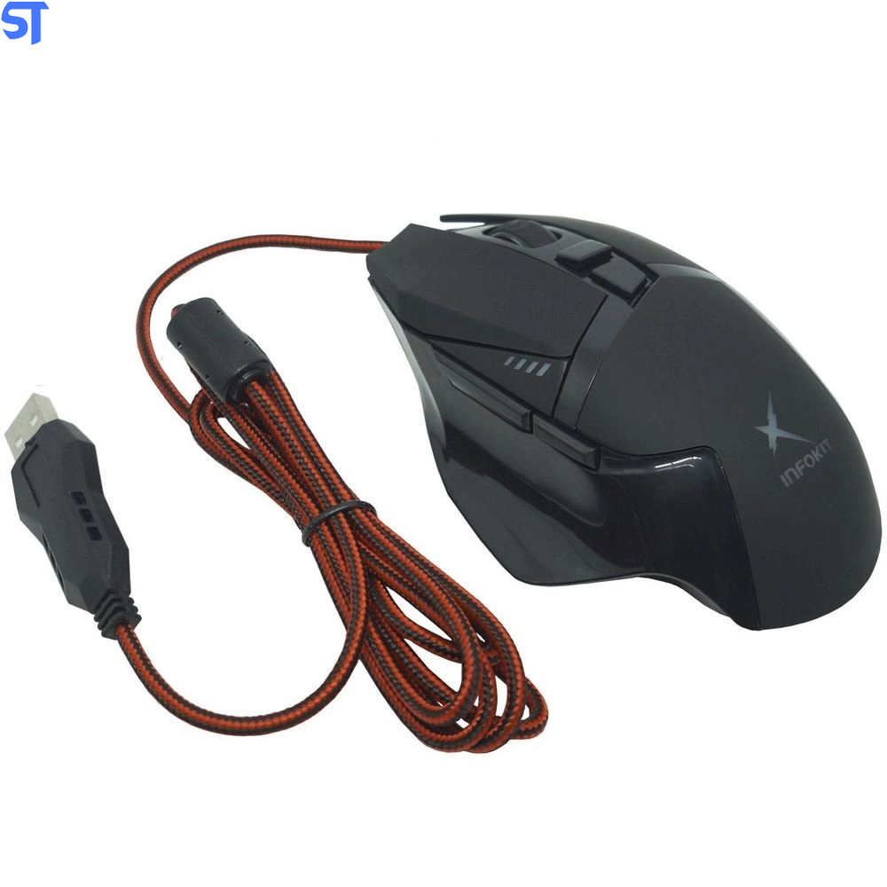 Mouse Gamer Usb 2400 Dpi 6 Botões Led Rgb Cabo Infokit X Soldado Gm-601