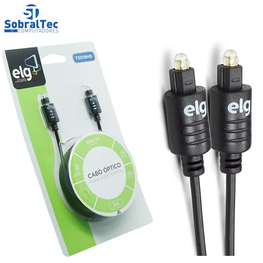 Cabo Óptico para Áudio ELG T5018HD Preto