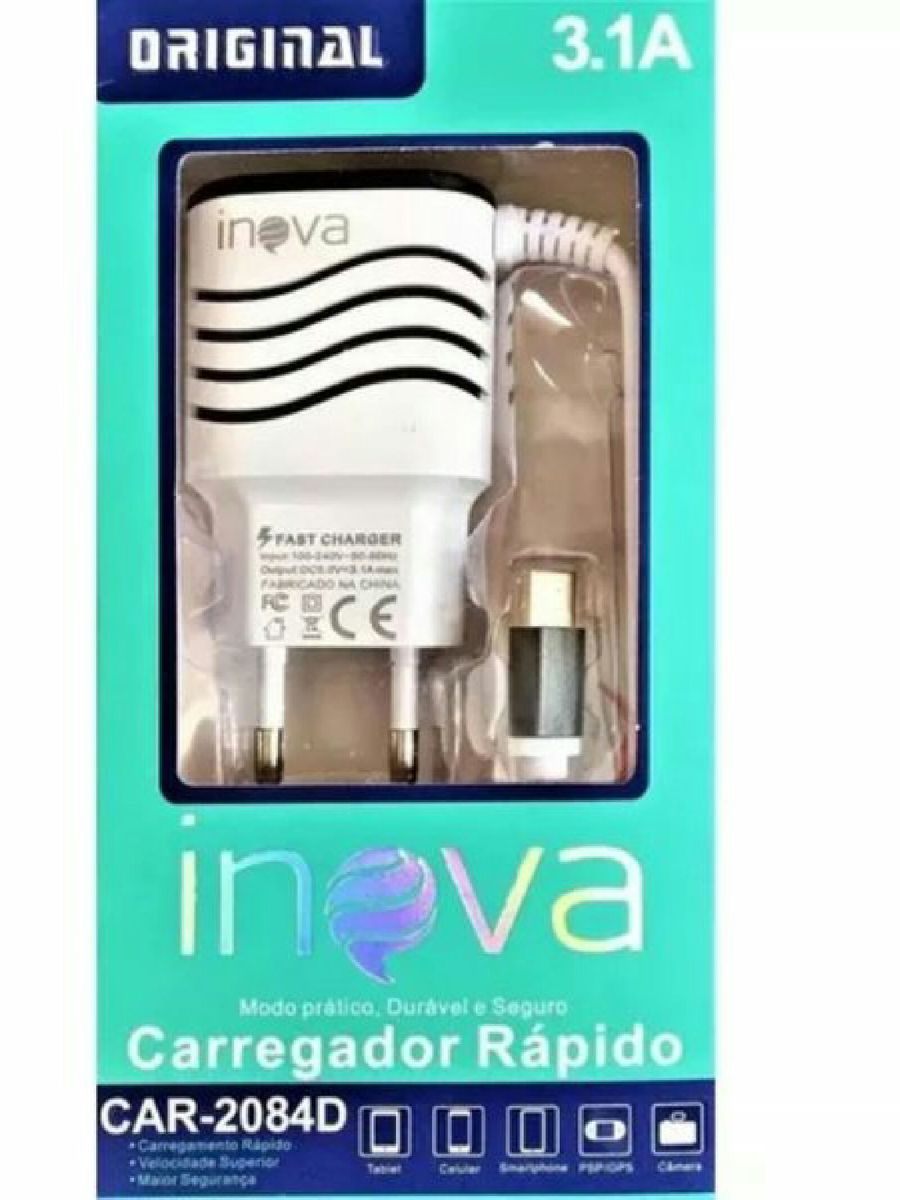 Carregador Inova Tipo-C Car-2084d Com 2 Usb 3.1A 1,2M