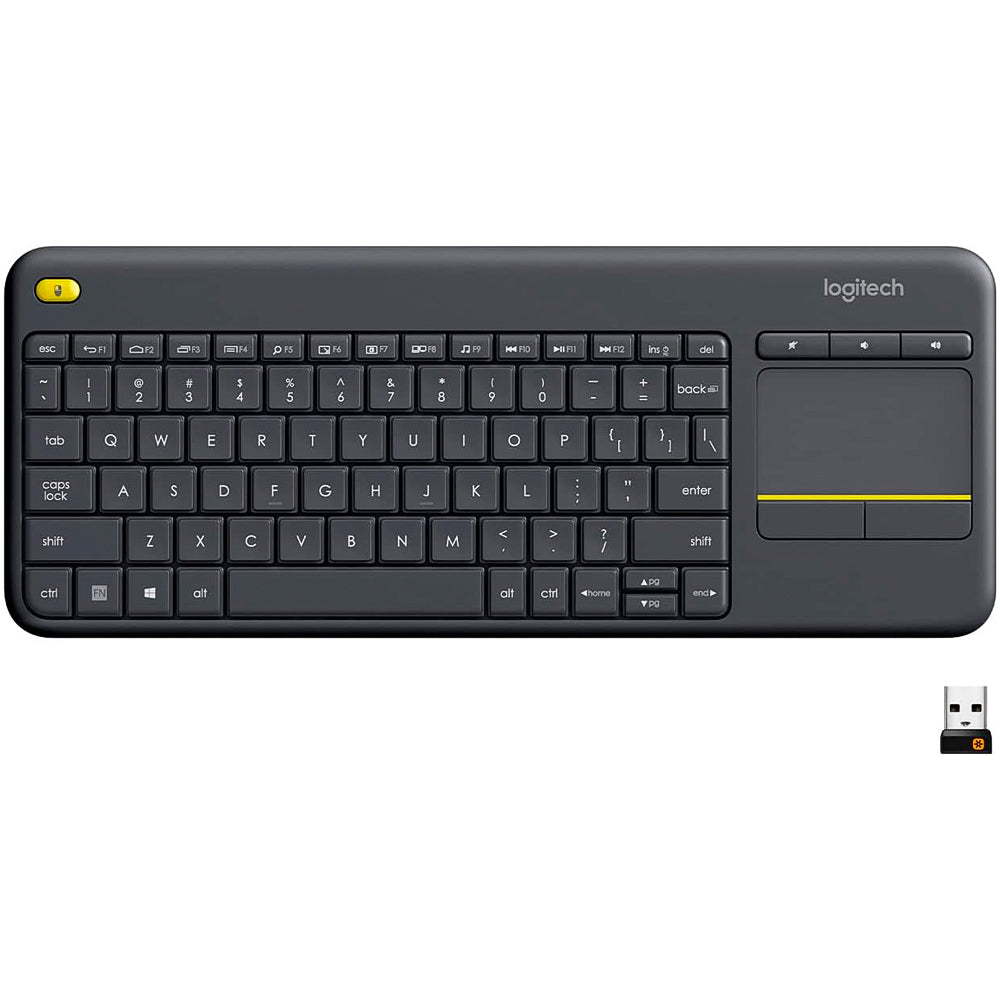 Teclado Logitech Wireless Touch Pad K400 Plus Media TV- Preto