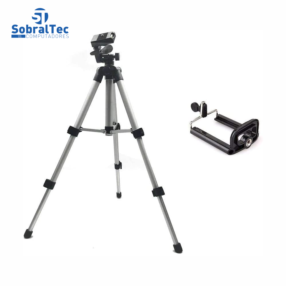 Suporte Tripé Portátil De Alumínio 1,30Mt Celular Câmera Com Suporte Para Celular e Capa Tripod 3110