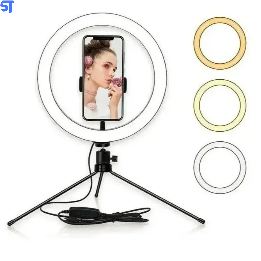 Iluminador Ring Light 3 Cores Ajustável e 10 Níveis De Brilho LAM-8593