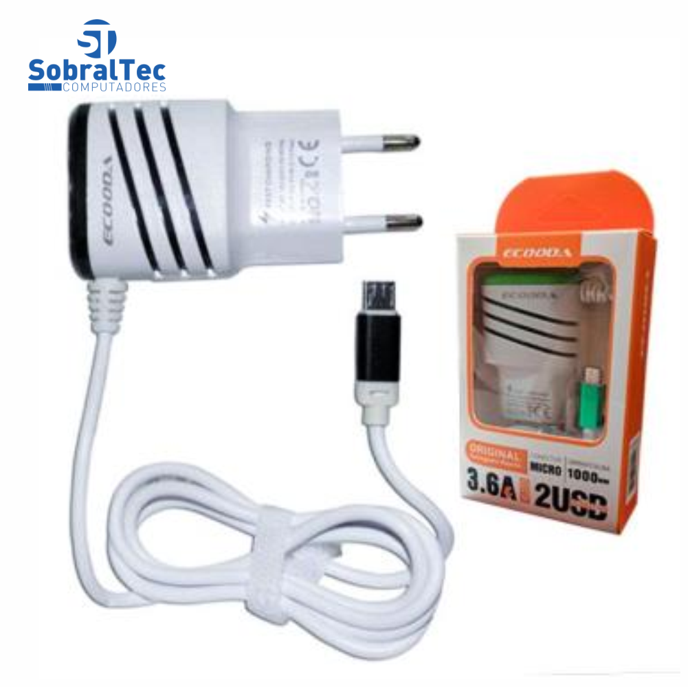 Carregador Ecooda Micro Conector 3.6A  - EC5227-V8