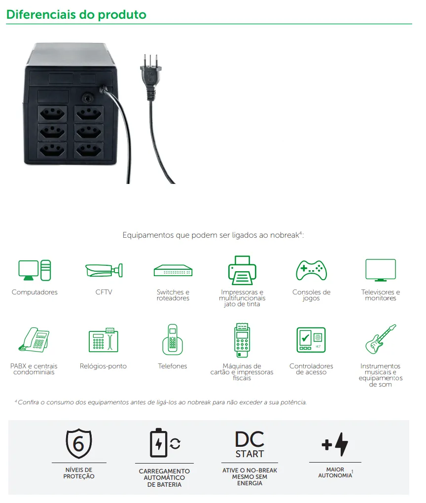Nobreak Intelbras XNB 1200 VA -Saída 220v Com 6 Tomadas