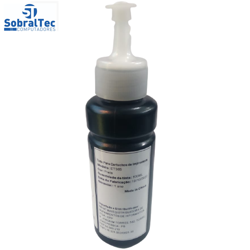 Refil de Tinta Preta  compativel Epson/HP Corante INK BANK ET 365 BK 100ML