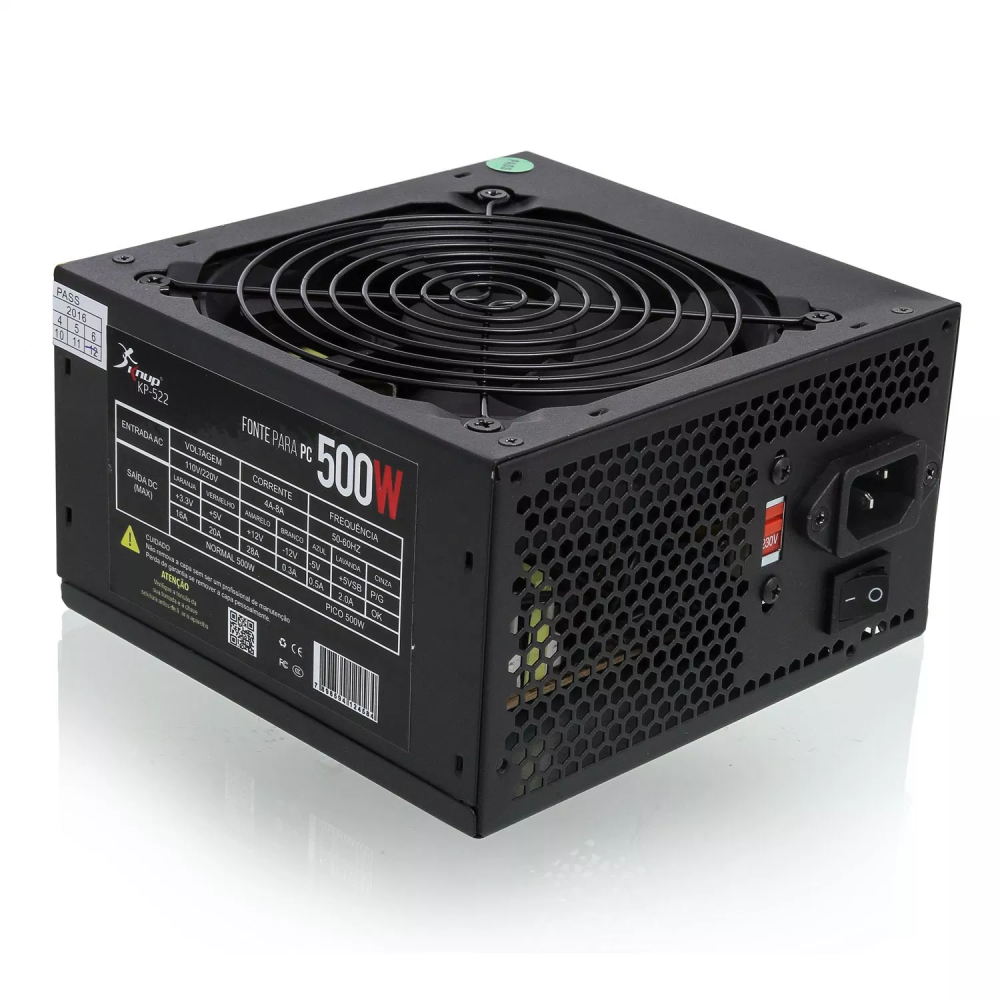 Fonte de Alimentação ATX Potencia Real 500W Knup- KP-522