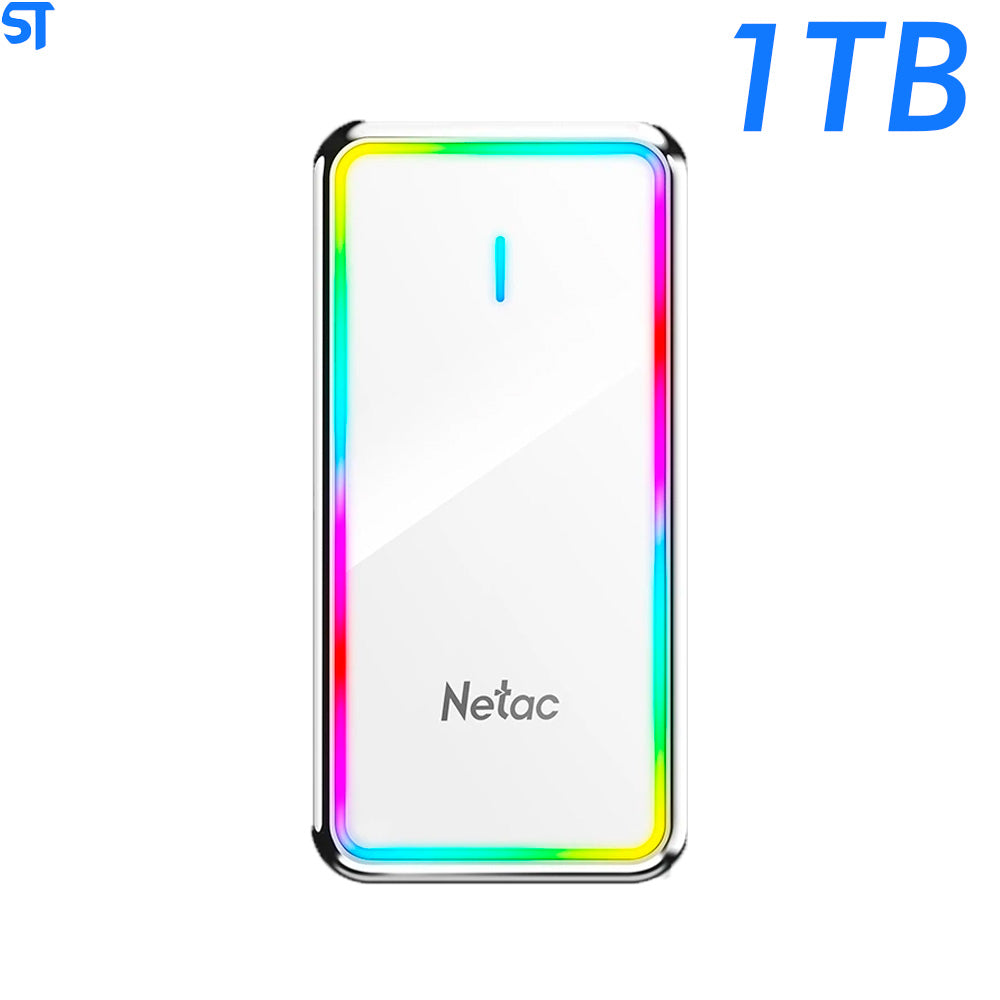SSD Externo 1Tb Gamer Rgb LED Netac Usb-C | USB 3.2 Gen 2 | Leitura 550 Mb/S Gravação 510 mb/s