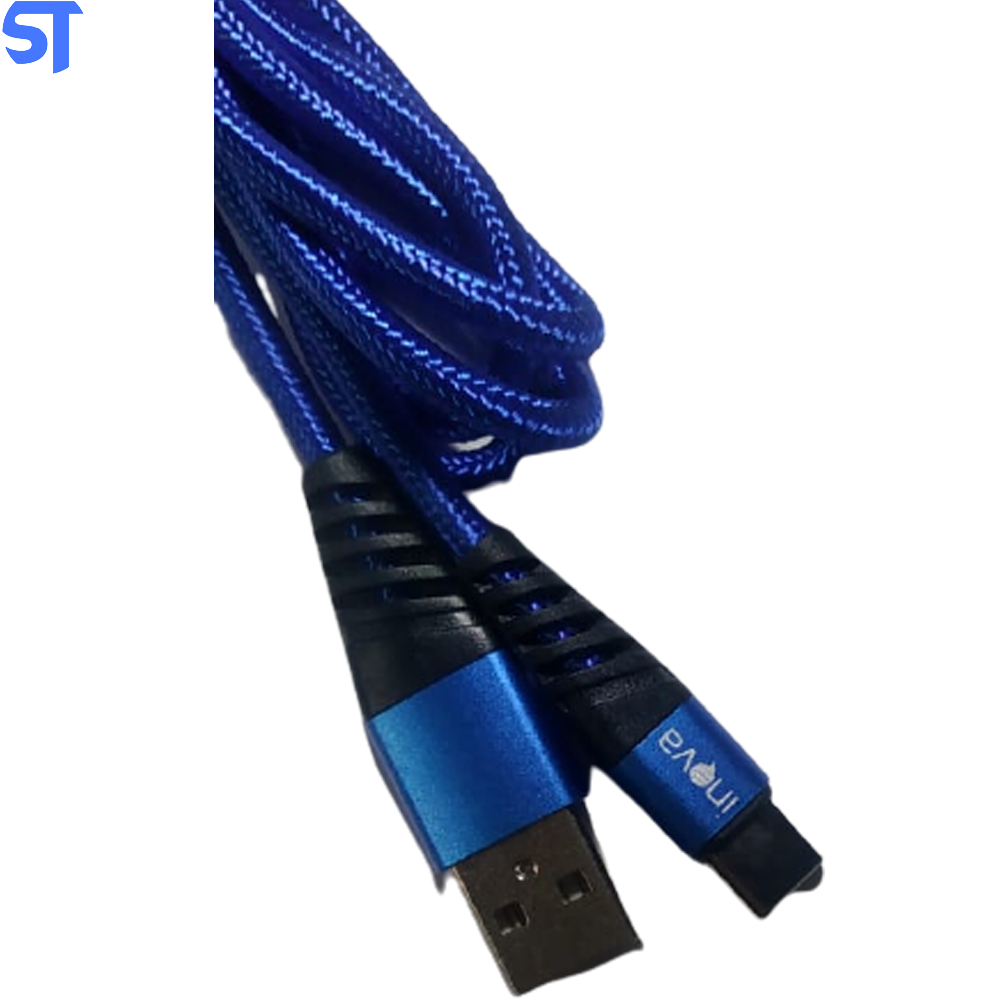 Cabo Tipo C Trançado Em Nylon Tubo 1 Metro Inova Azul