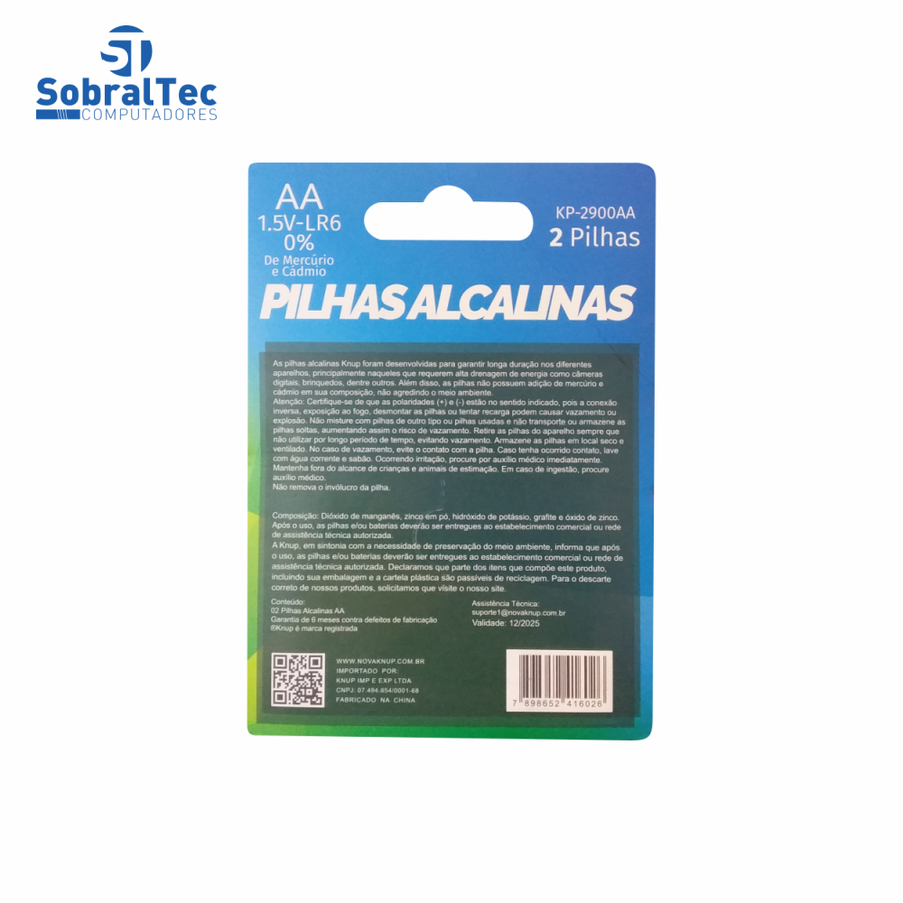 Pilhas Alcalinas Knup 2 Unidades AA 1.5V-LR6 KP-2900AA