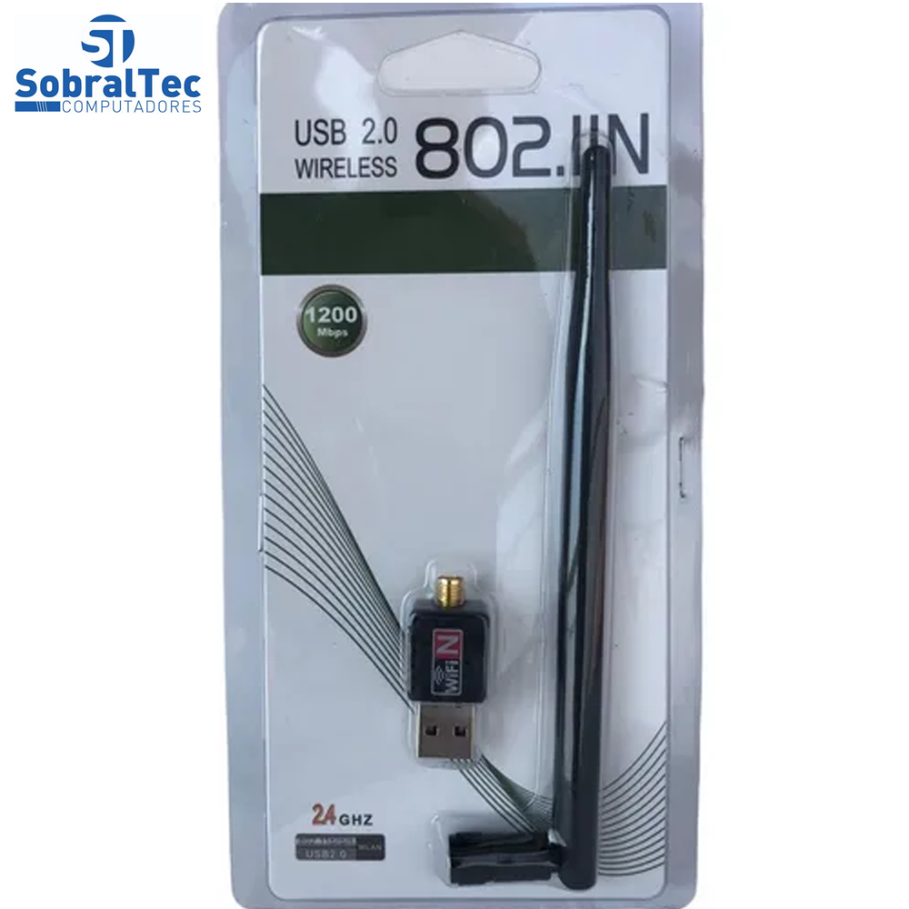 Adaptador Wi-Fi Usb Com Antena 802.iin 450 mbps Wireless