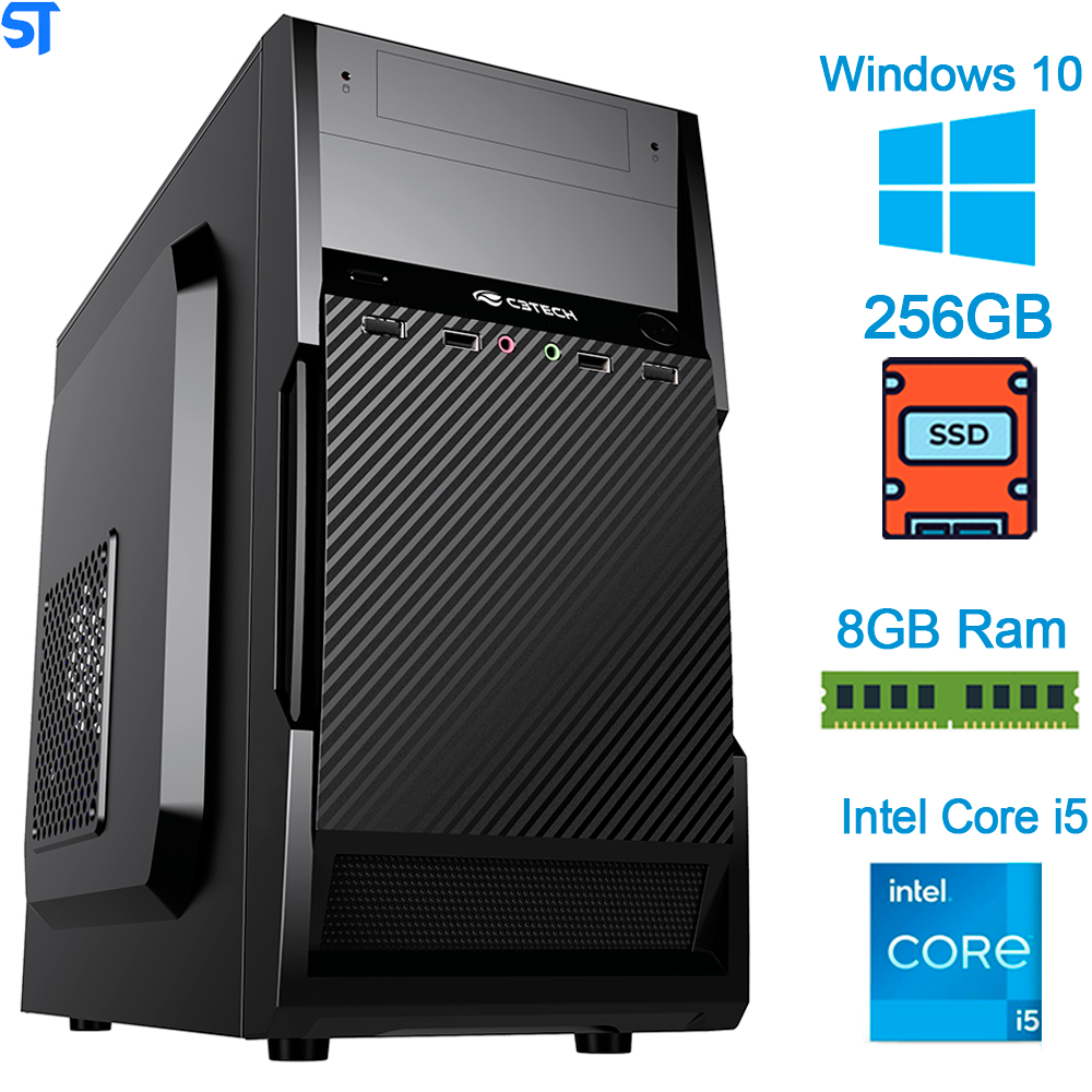 Computador Core i5 10500 Décima Geração- 8GB DDR4-SSD 256GB-W - Gabinete Micro ATX