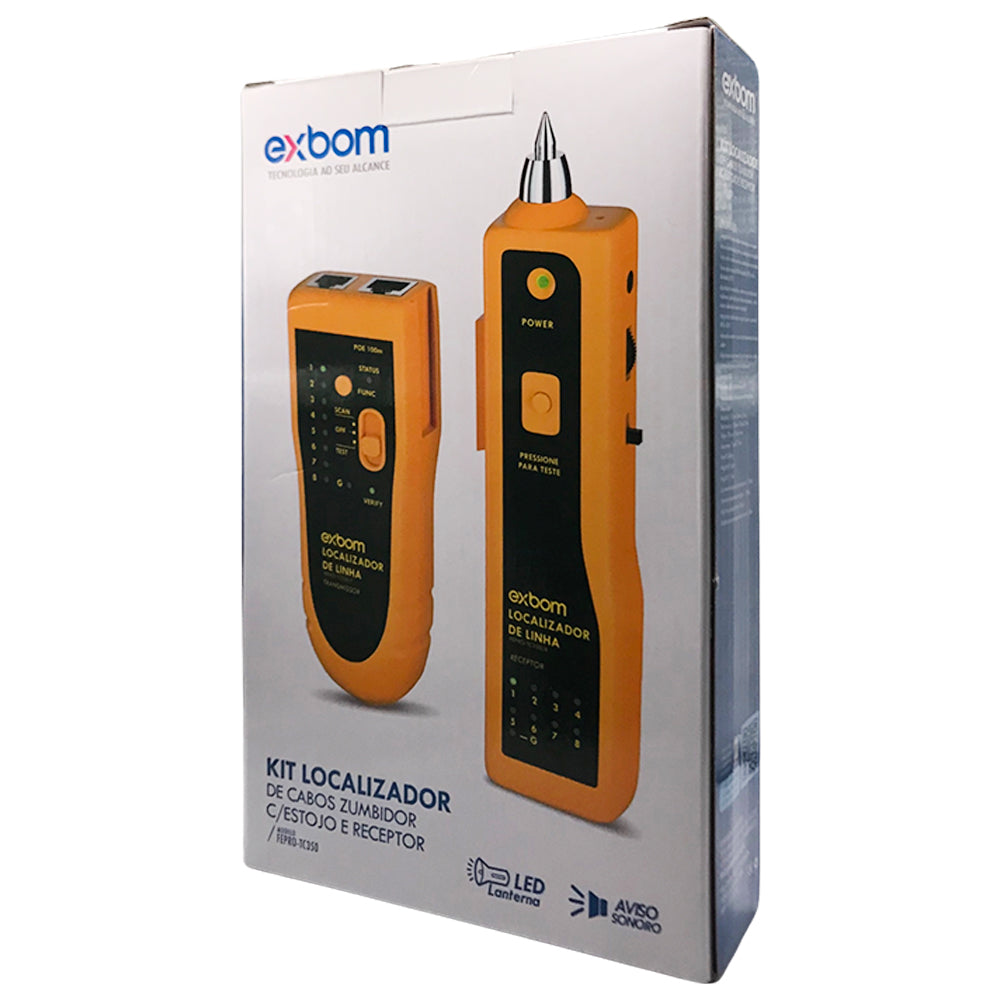 Testador Localizador de Cabo de Rede e Telefonia Com Sinal Sonoro Zumbidor- 04196 FEPRO-TC350 Exbom