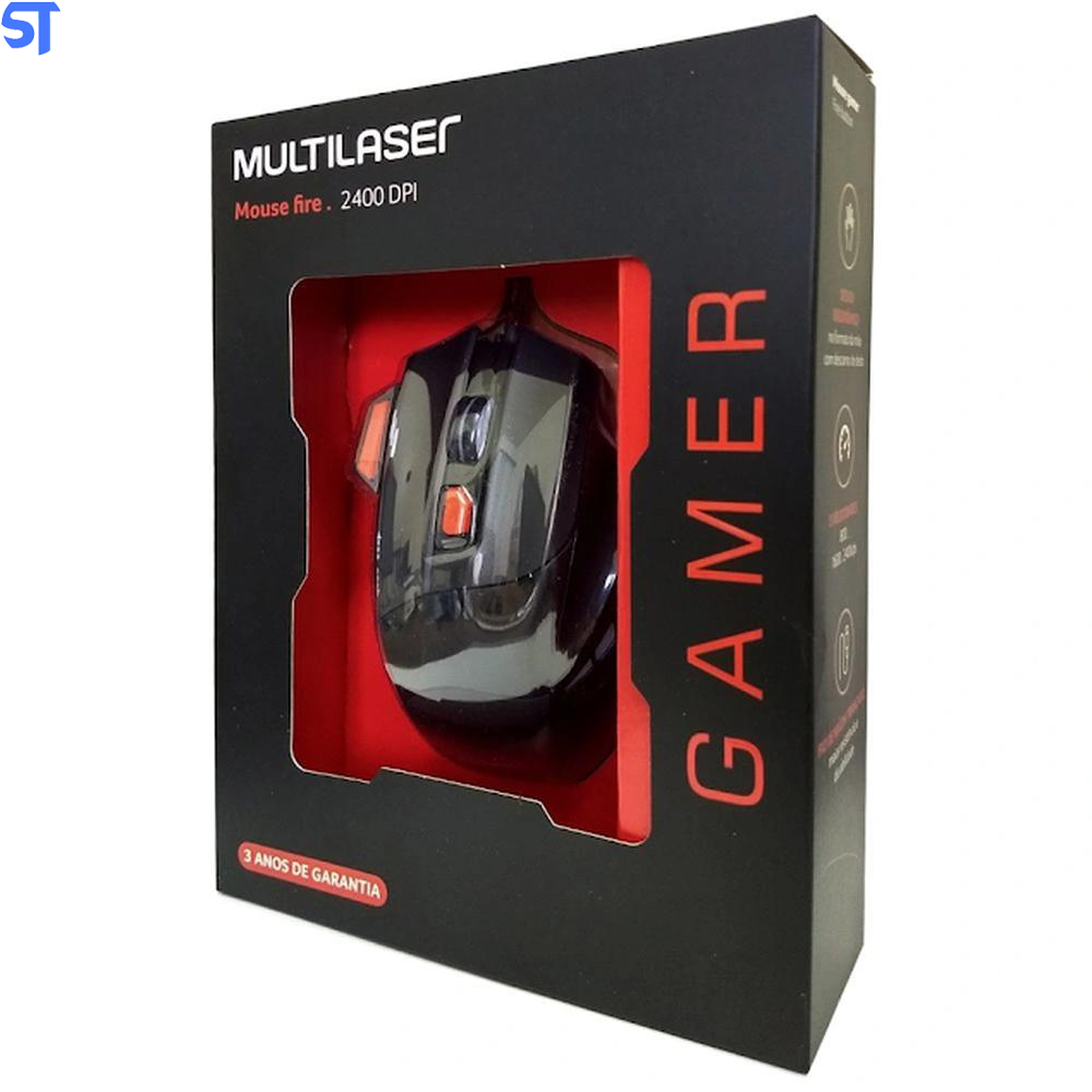 Mouse Optico Xgamer Fire Button Usb 2400dpi Preto e Vermelho - MO236